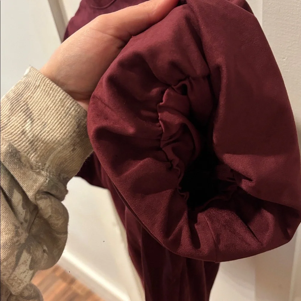 Bagatelle Sz Small Maroon Top Blouse Button Up Down Corset Style Sexy Balloon - Picture 9 of 13